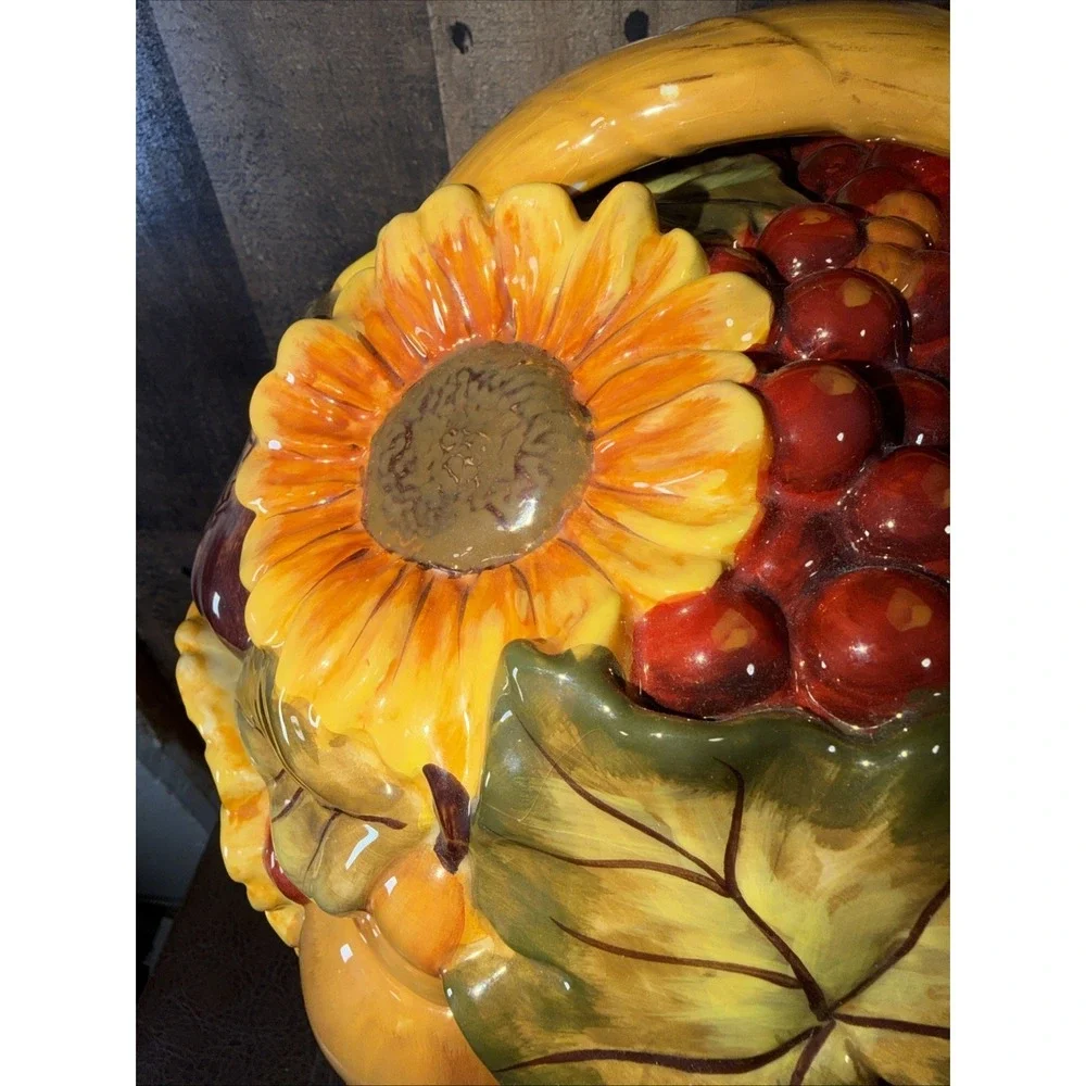 Vtg Certified International Pamela Gladding Windsor Fruit Basket Cookie Jar  12
